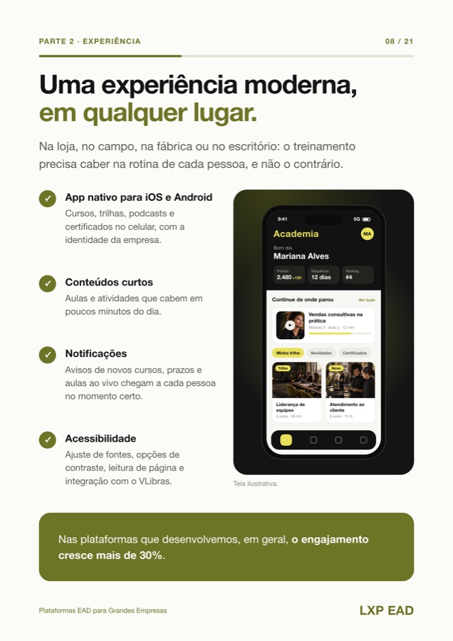 Página 8 do guia: Uma experiência moderna