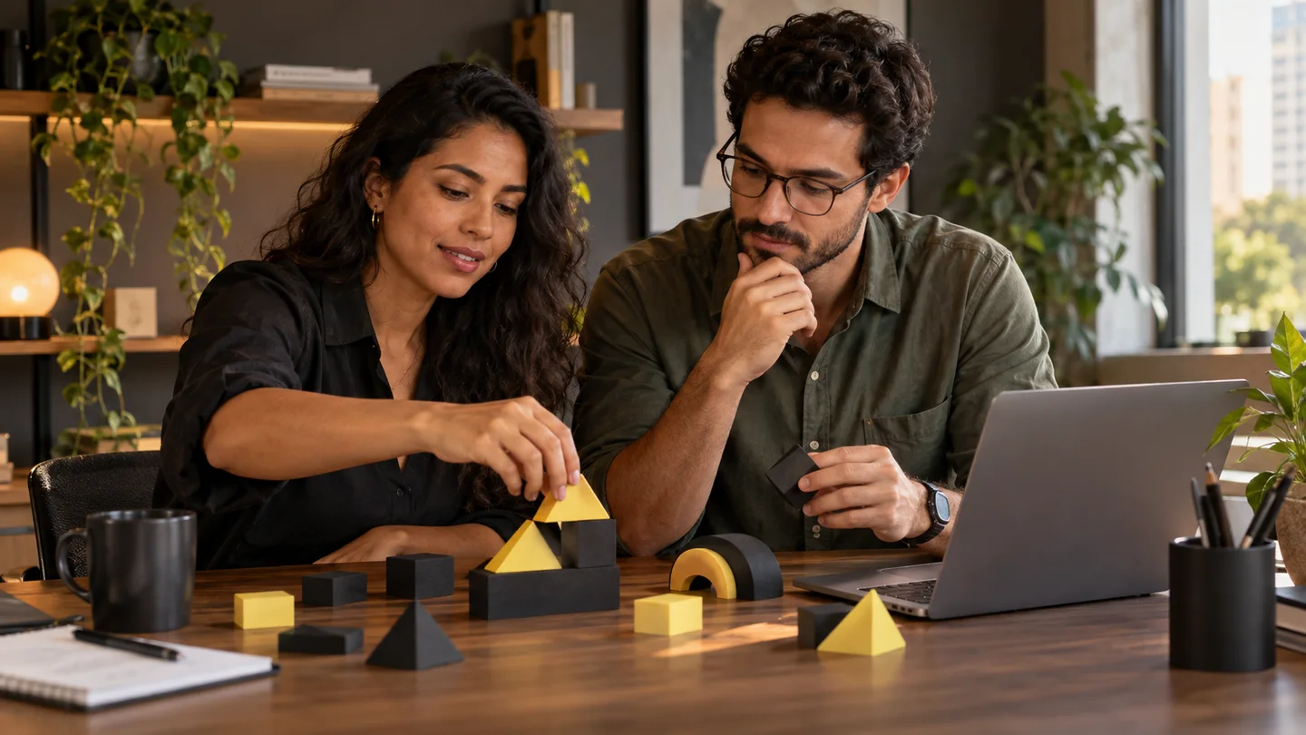 Profissionais participam de uma atividade colaborativa de aprendizagem.