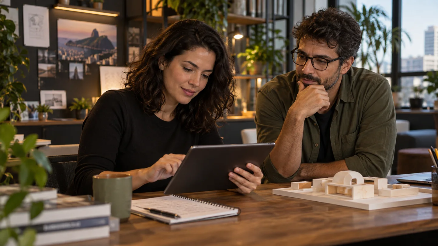 Profissionais exploram recursos digitais em um ambiente de aprendizagem.