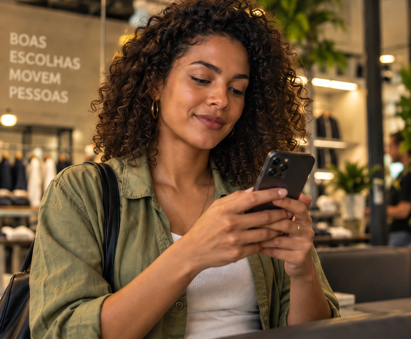 Profissional acessa conteúdos pelo celular durante sua rotina